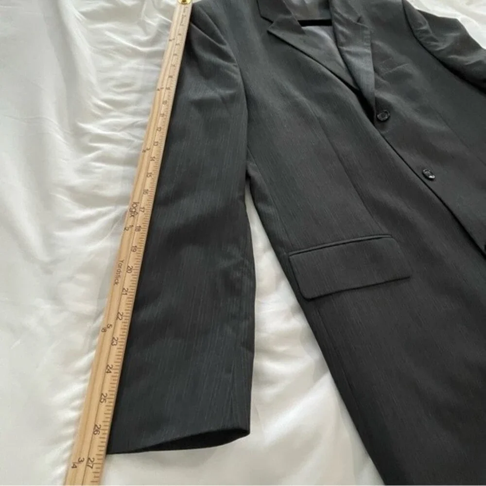 Banana‎ Republic Blazer Jacket Size 46L Gray Blue Pinstripe
